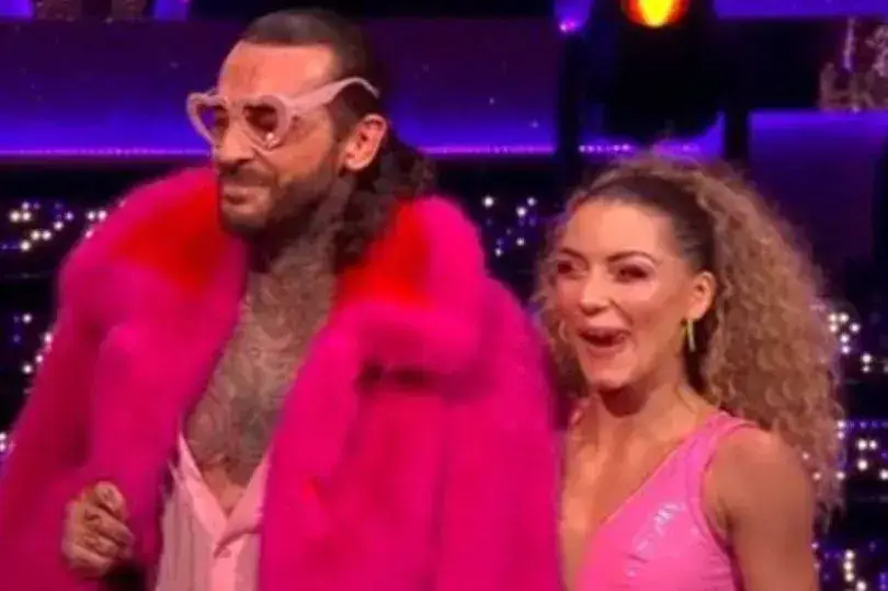 Pete Wicks looking like the pinkest pimp in Blackpool. (BBC)