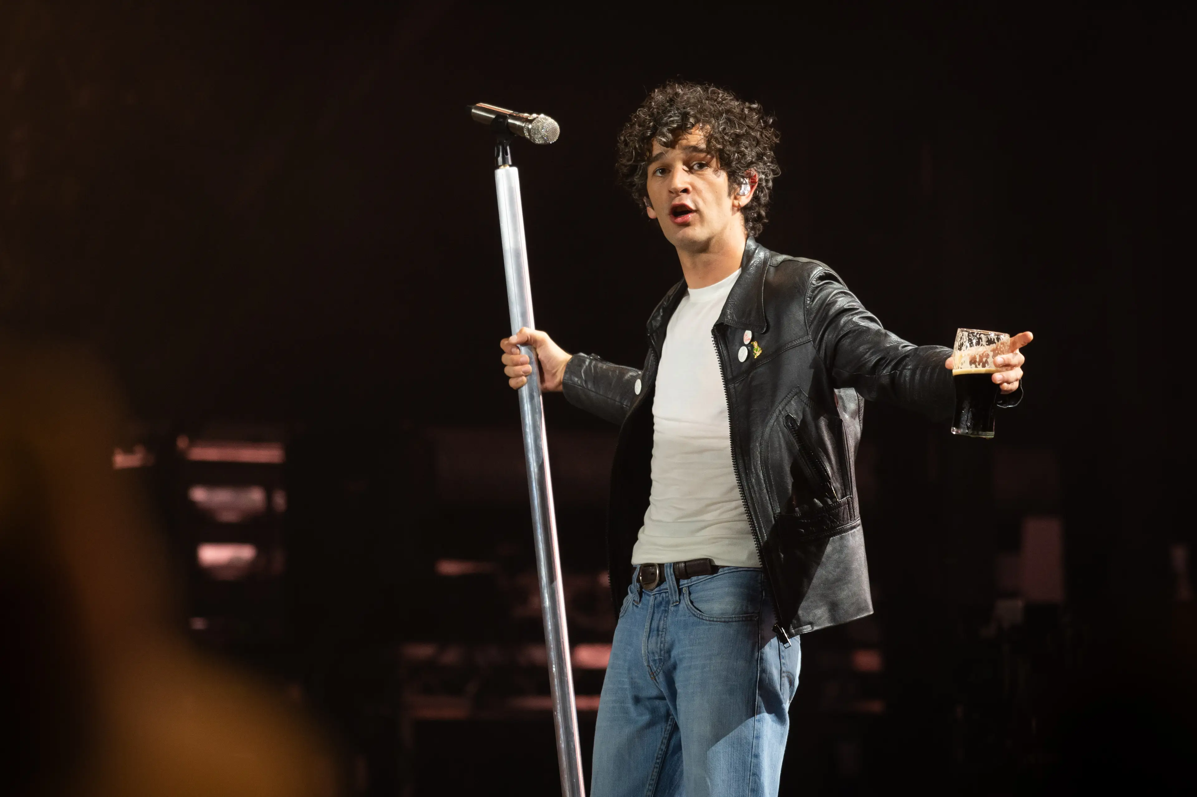 Matty Healy declared himself 'a poet' on the Glastonbury stage (Joseph Okpako/WireImage)