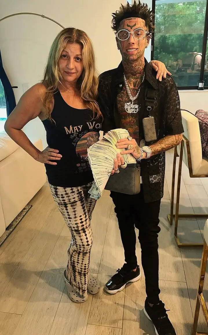 Ginny, seen pictured with son Franky, is supposedly 'proud' of the twins work (Instagram/@kodiyakredd)