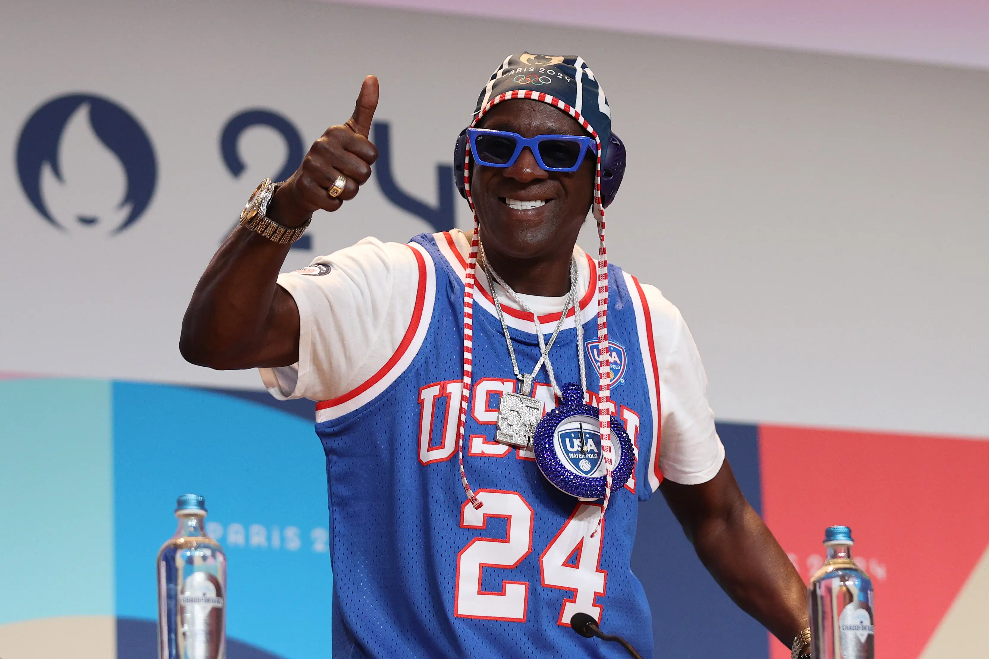 Flavor Flav is loving life at the Paris Games (Mike Lawrie/Getty Images)