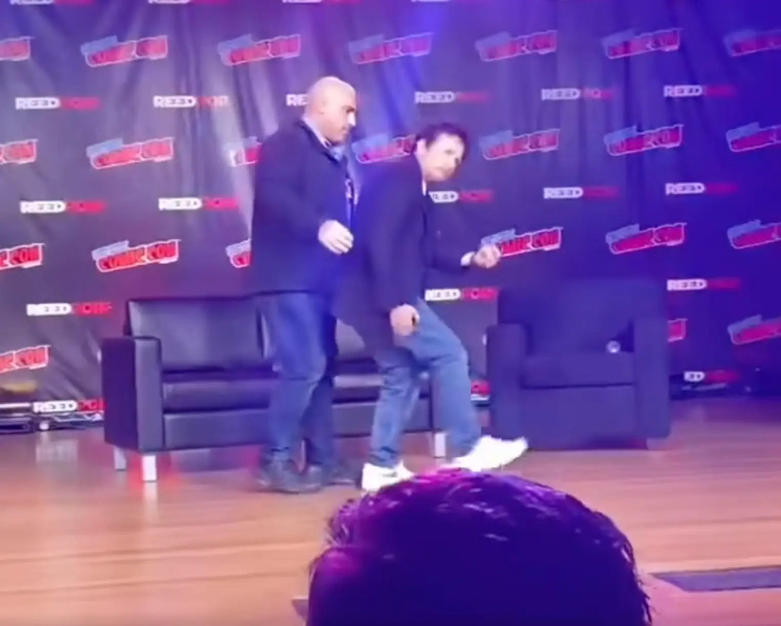 Fox busted out some air guitar for the occasion.