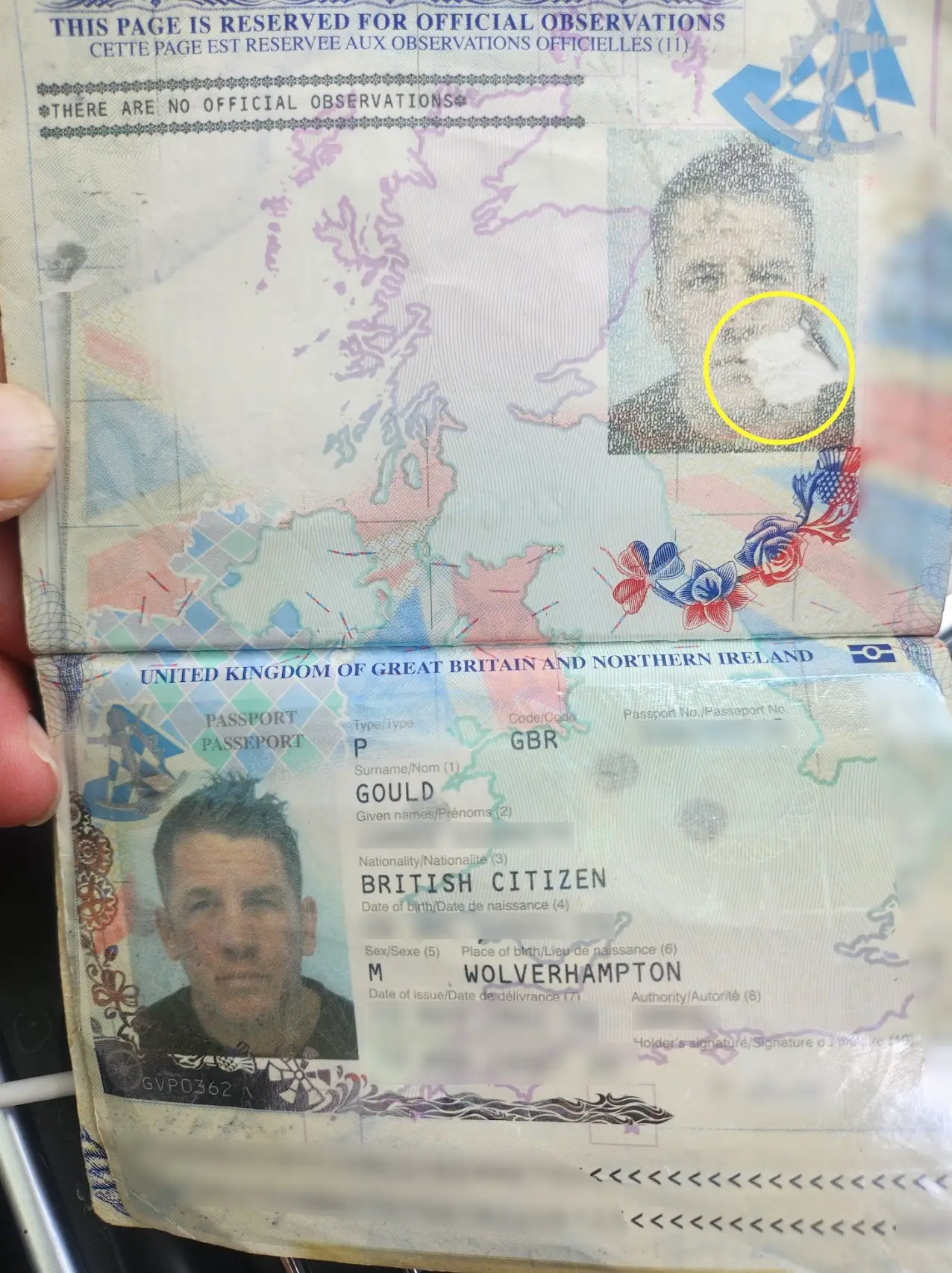 The small rip on Jimmy's passport (Kennedy News and Media)