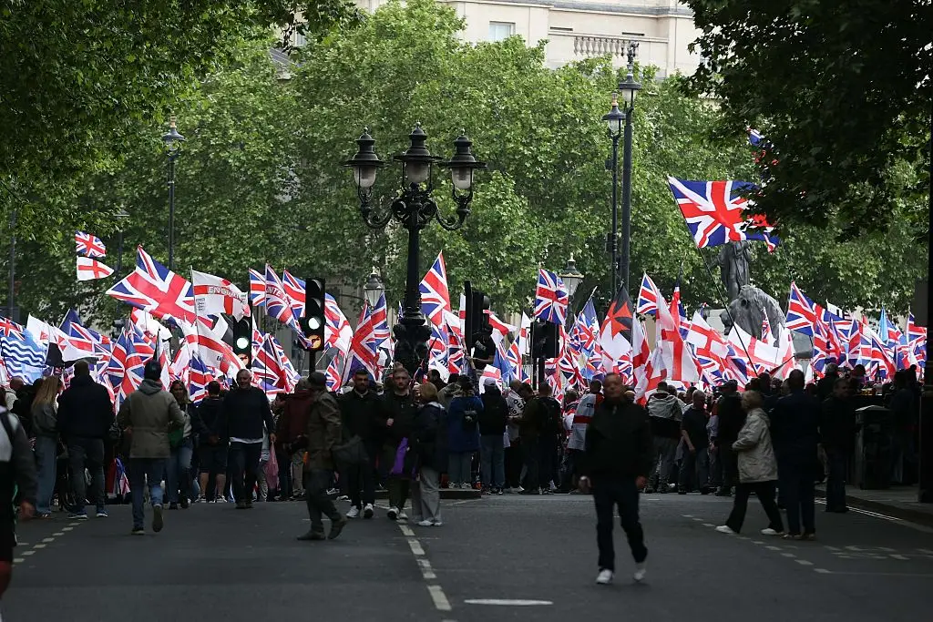 Around 400 people had gathered for an anti-immigration protest in Gosport the same day (Zeynep Demir/Anadolu via Getty Images)