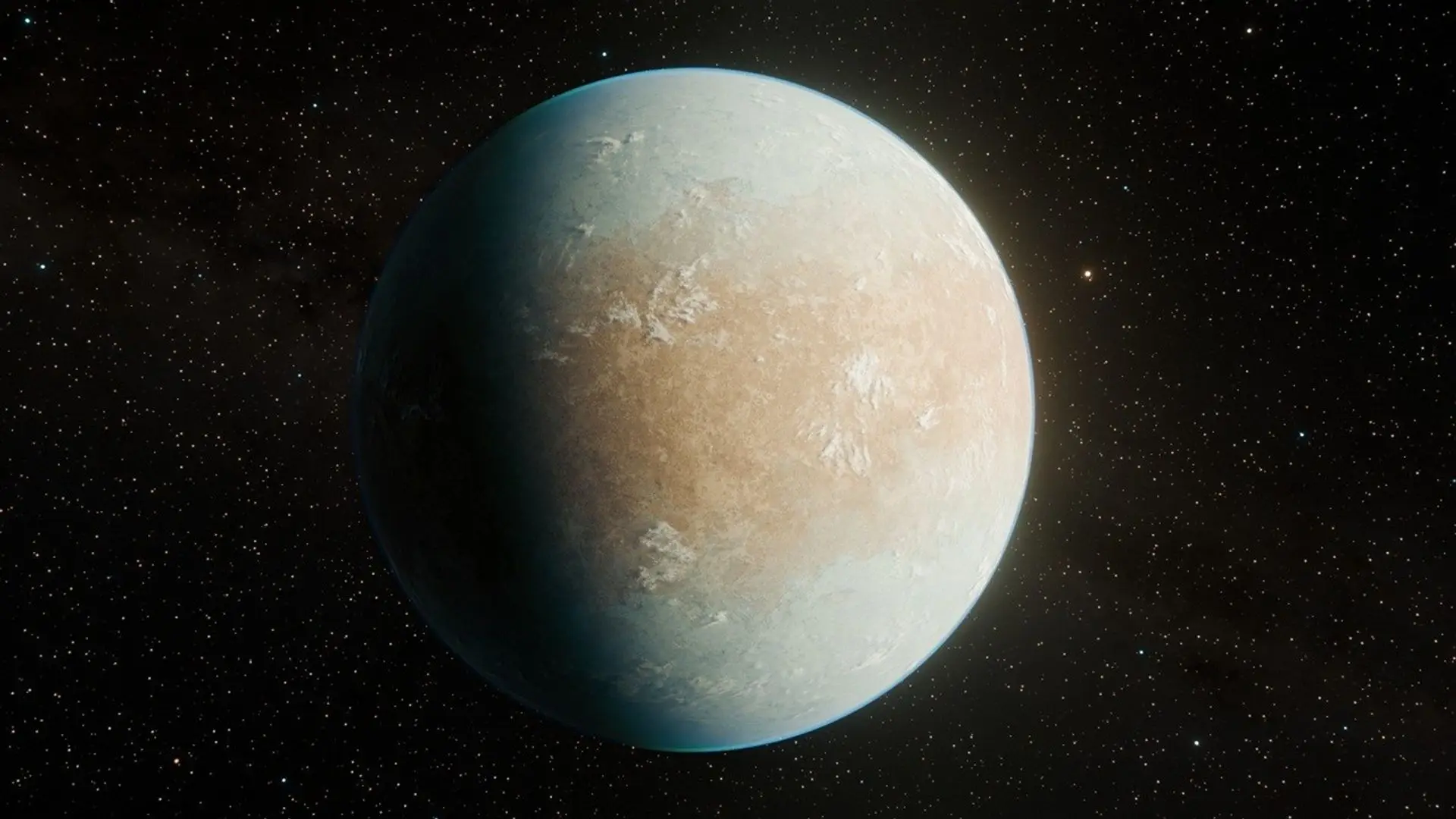 The planet appears rocky and could be just within the 'habitable zone' where it's close enough to a star to support life, but it may be very cold there (NASA/JPL-Caltech/Keith Miller)