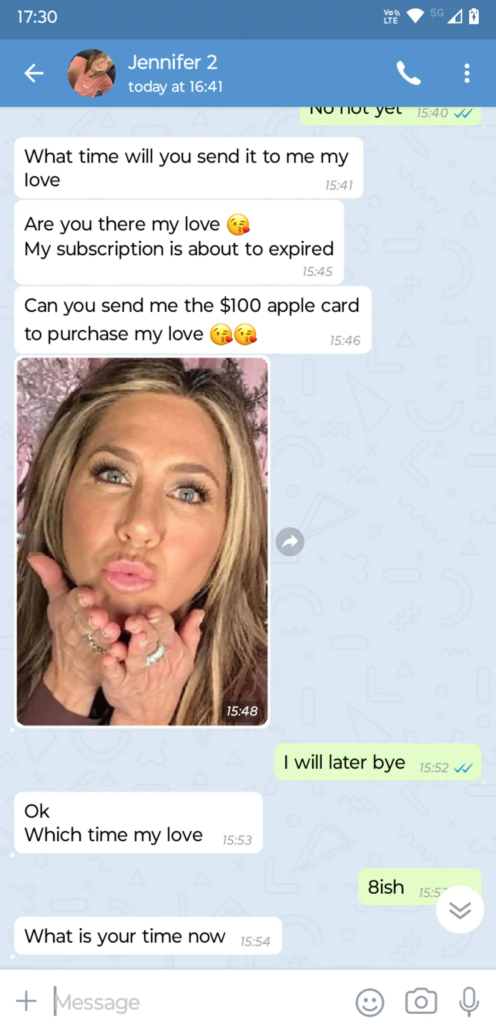 The scammers sent AI-generated pictures of Aniston to 'prove' to Paul it was really the actress texting him (Solent News)