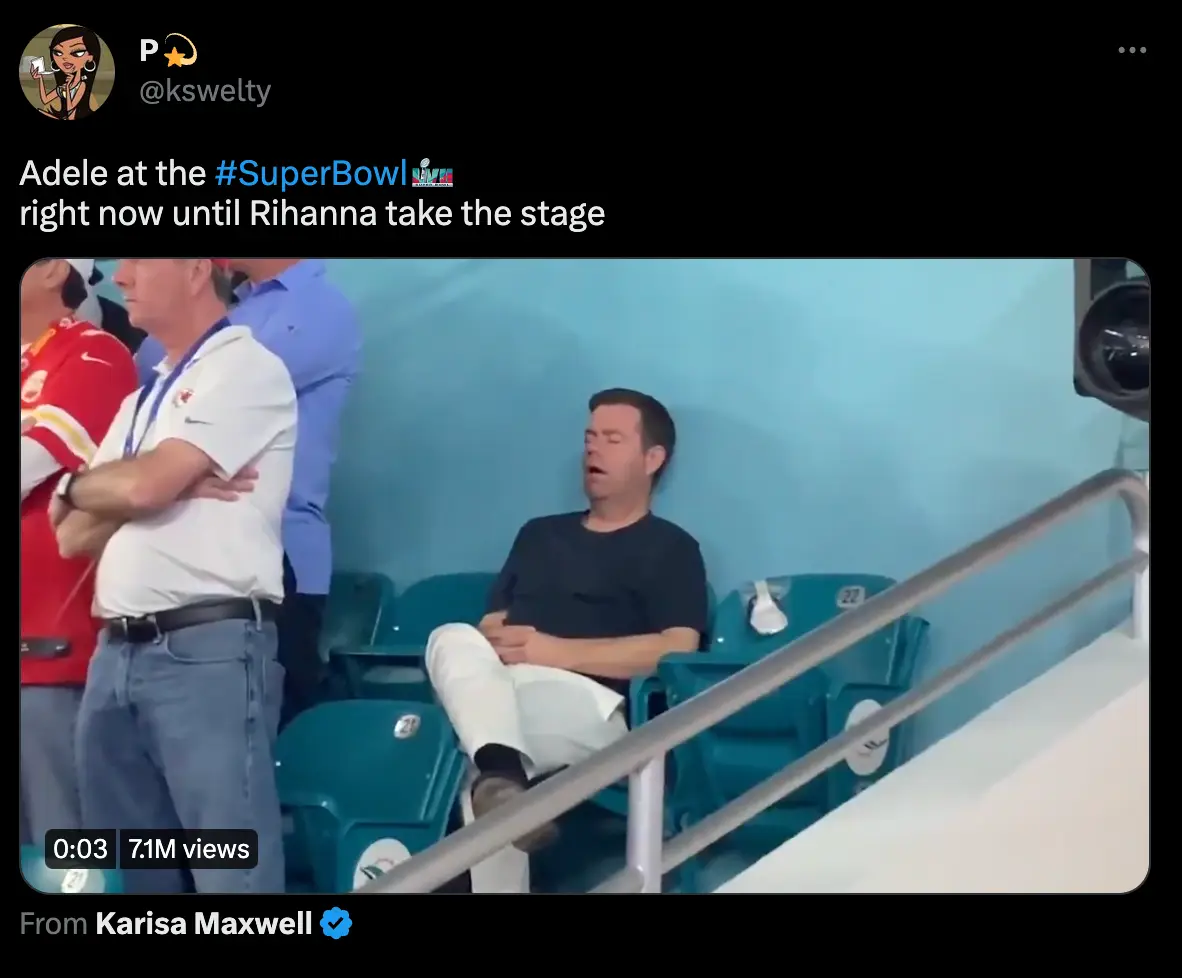 Fans have been making memes about Adele's Super Bowl attitude already.