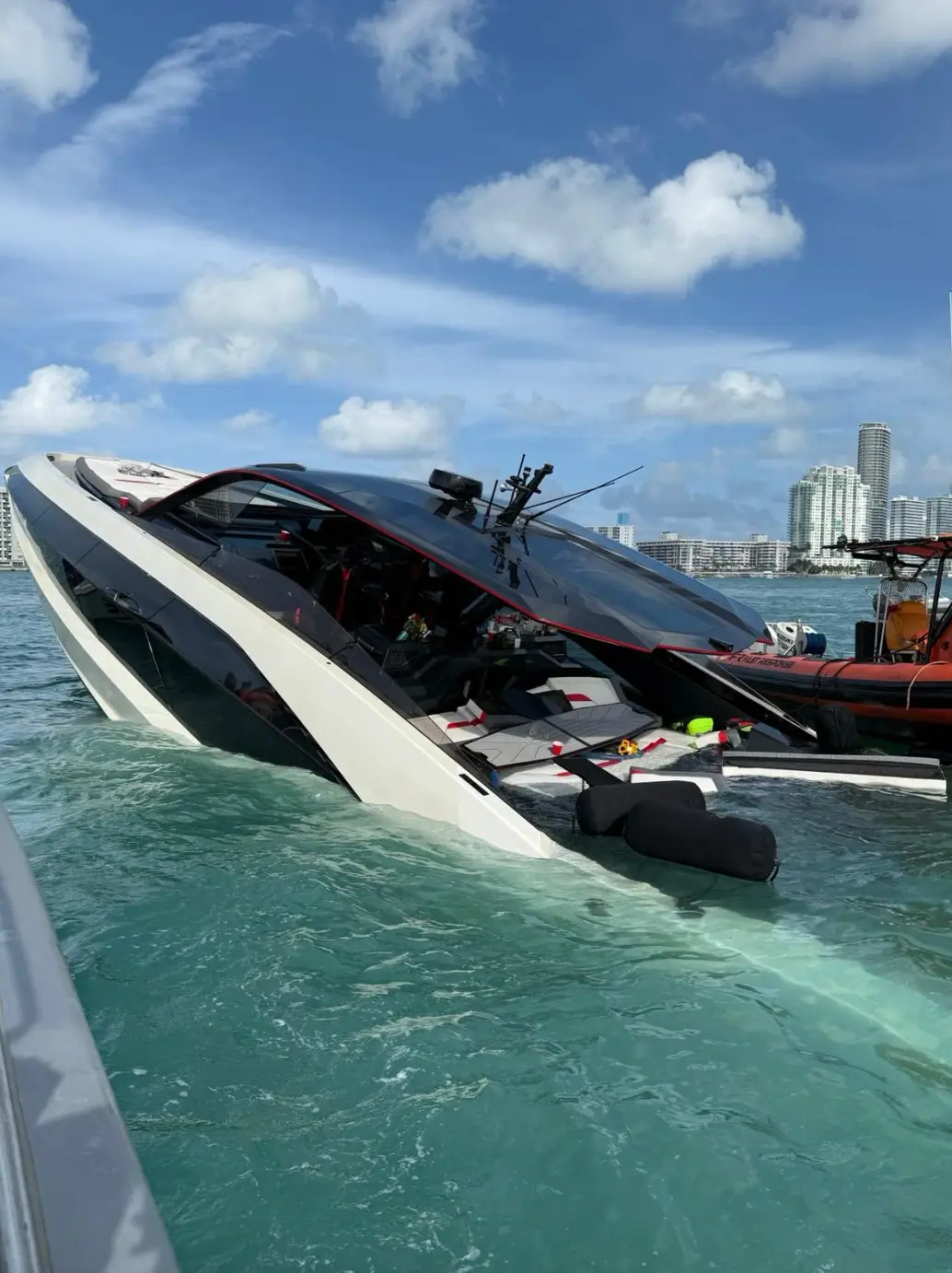 Witnesses say the yacht was 'vertical'. (Facebook/USCG Southeast)