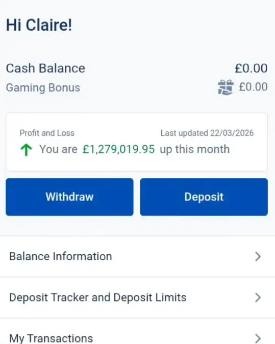 Claire thought she'd made over a million quid from a small bet (Facebook/Claire Ainsley)