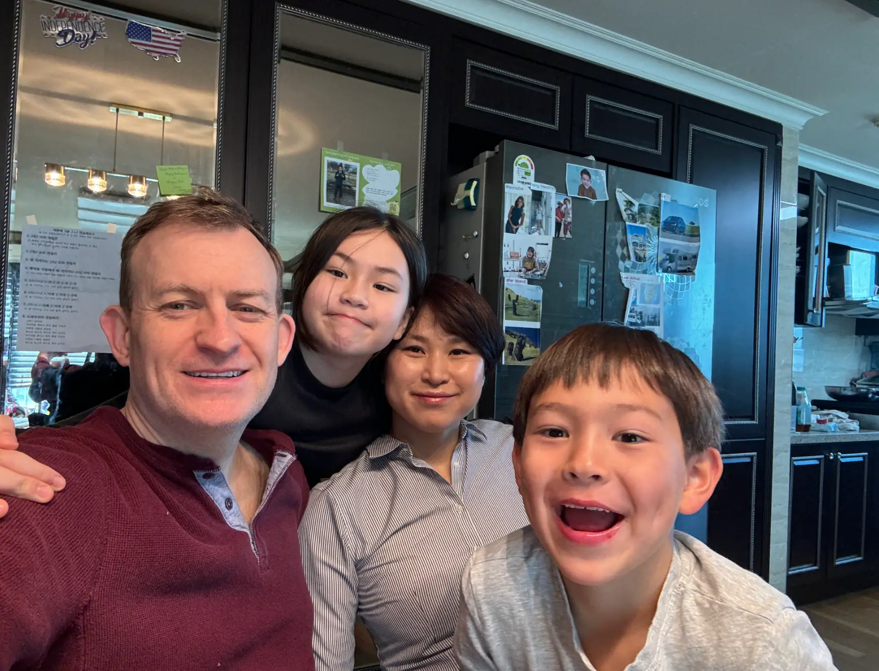 He shared snaps of the kids, Marion and James.