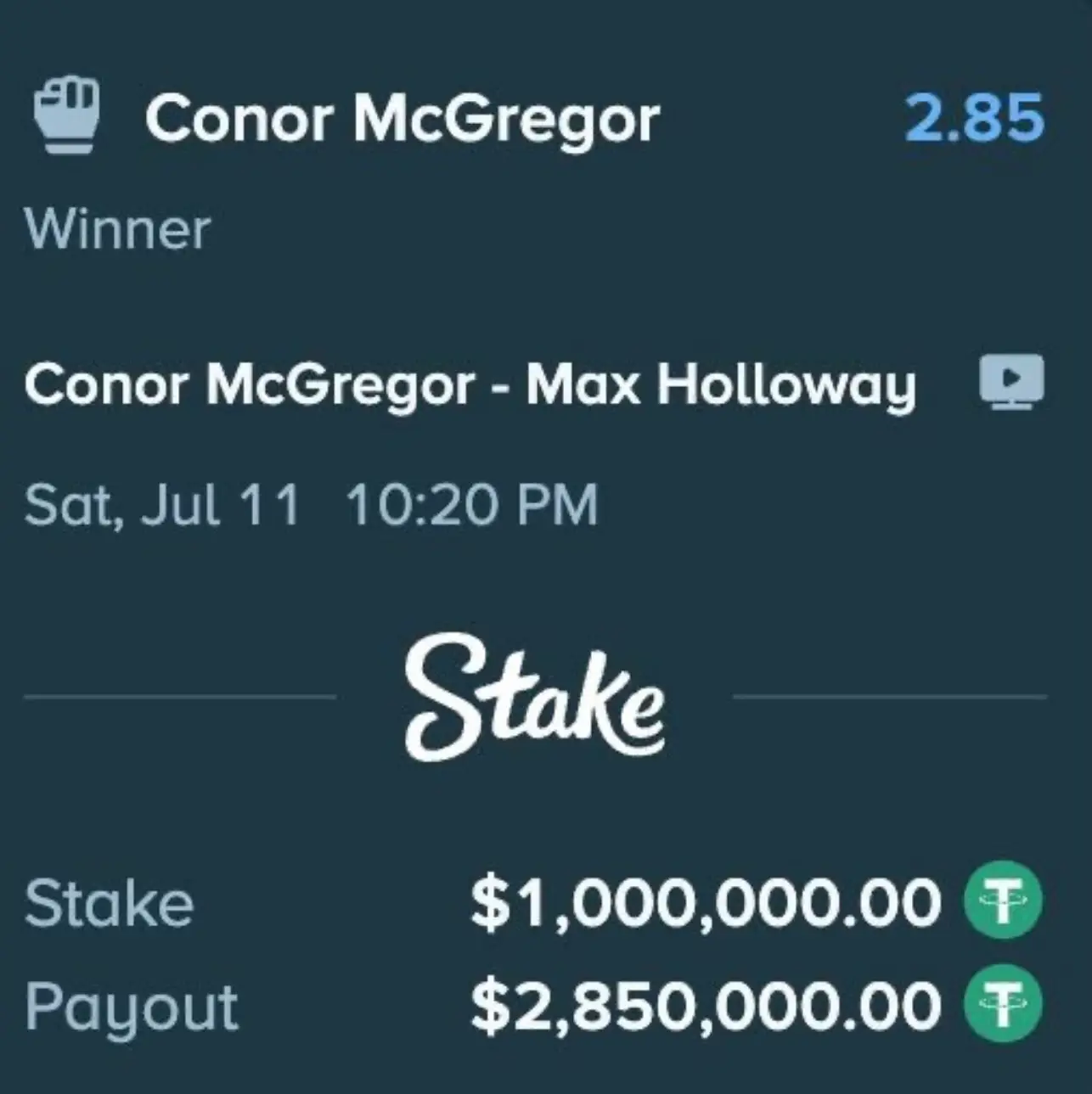 The rapper has bet $1million on the Irish star securing a win (Instagram/@champagnepapi)