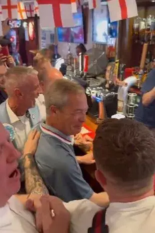 The politician didn't notice Denmark's goal in the 34th minute. (TikTok/@nigel_farage)