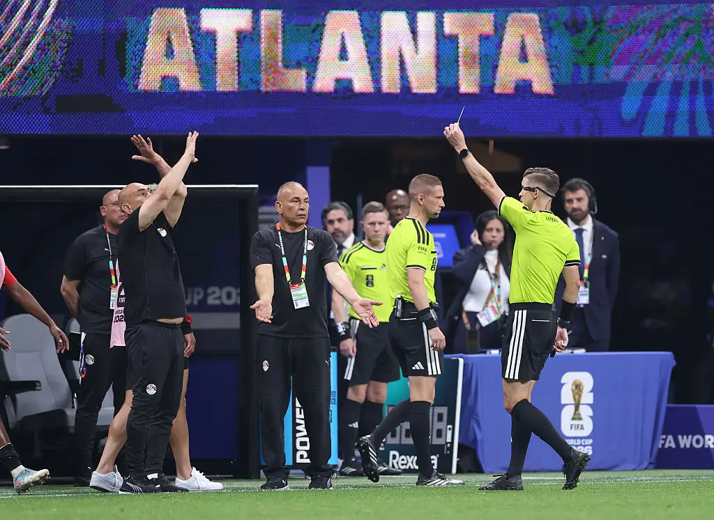 The gesture is supposed to be used to alert officials to racism, Hossam Hassan was instead shown a yellow card (Catherine Ivill - AMA/Getty Images)