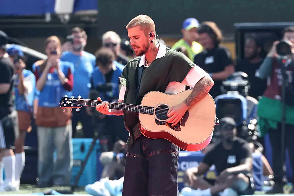 Bieber at the World Cup final (Jamie McCarthy/Getty Images for Global Citizen)
