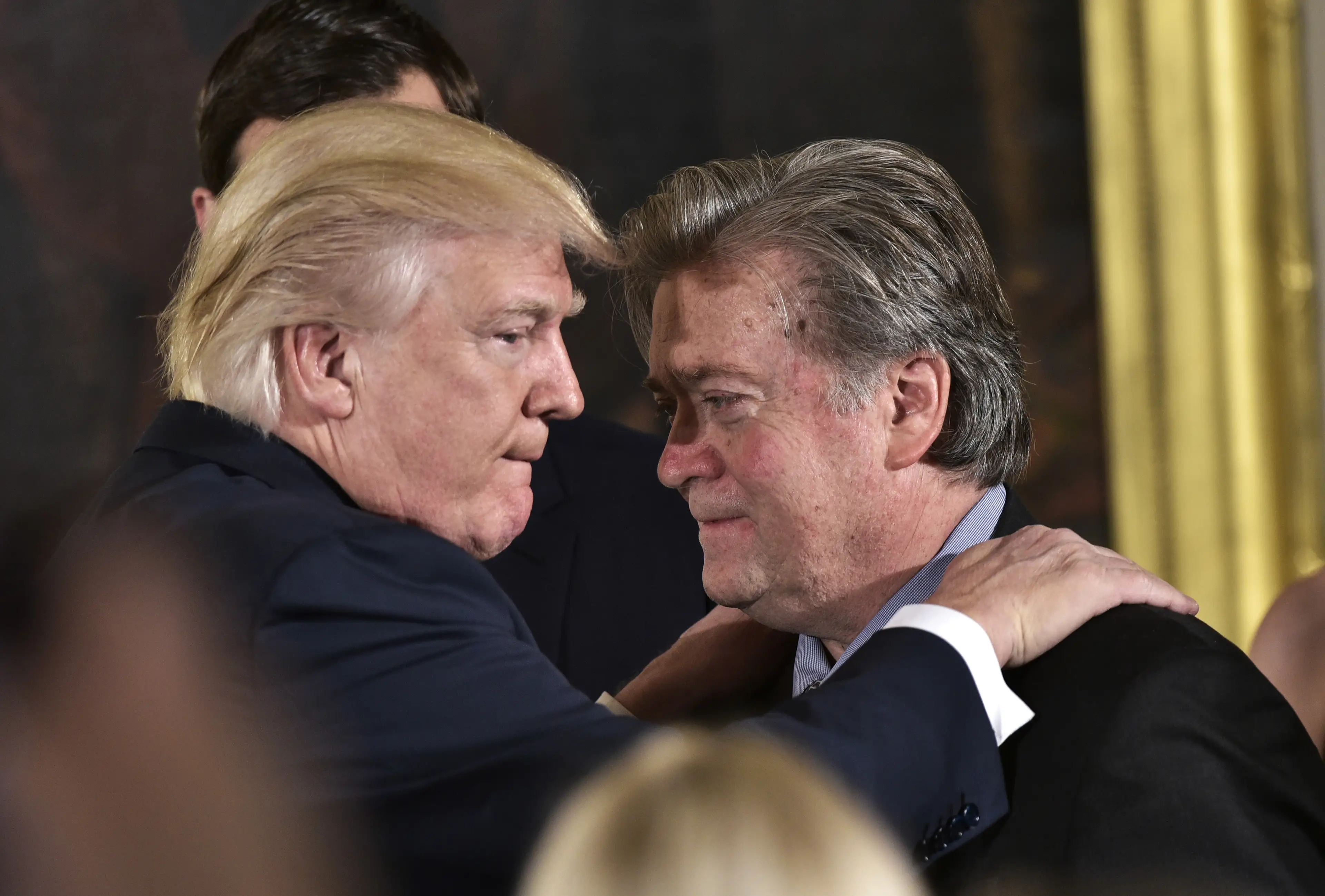 His former advisor Steve Bannon, seen with the President in 2017, believes Trump 2028 will become a reality (MANDEL NGAN/AFP via Getty Images)