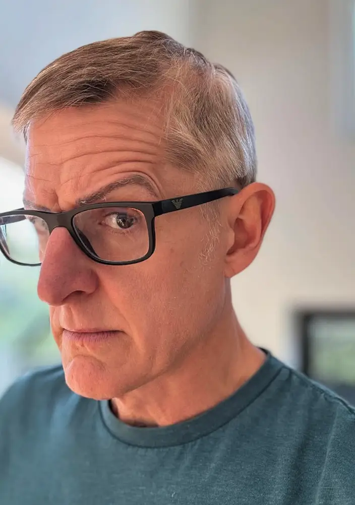 Louis Theroux has suggested he'll be shaving his head in the next 12 months (Instagram/@officiallouistheroux)