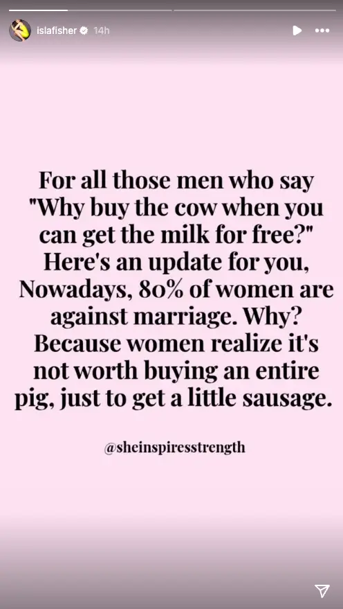 The post Isla shared (Instagram/@islafisher)