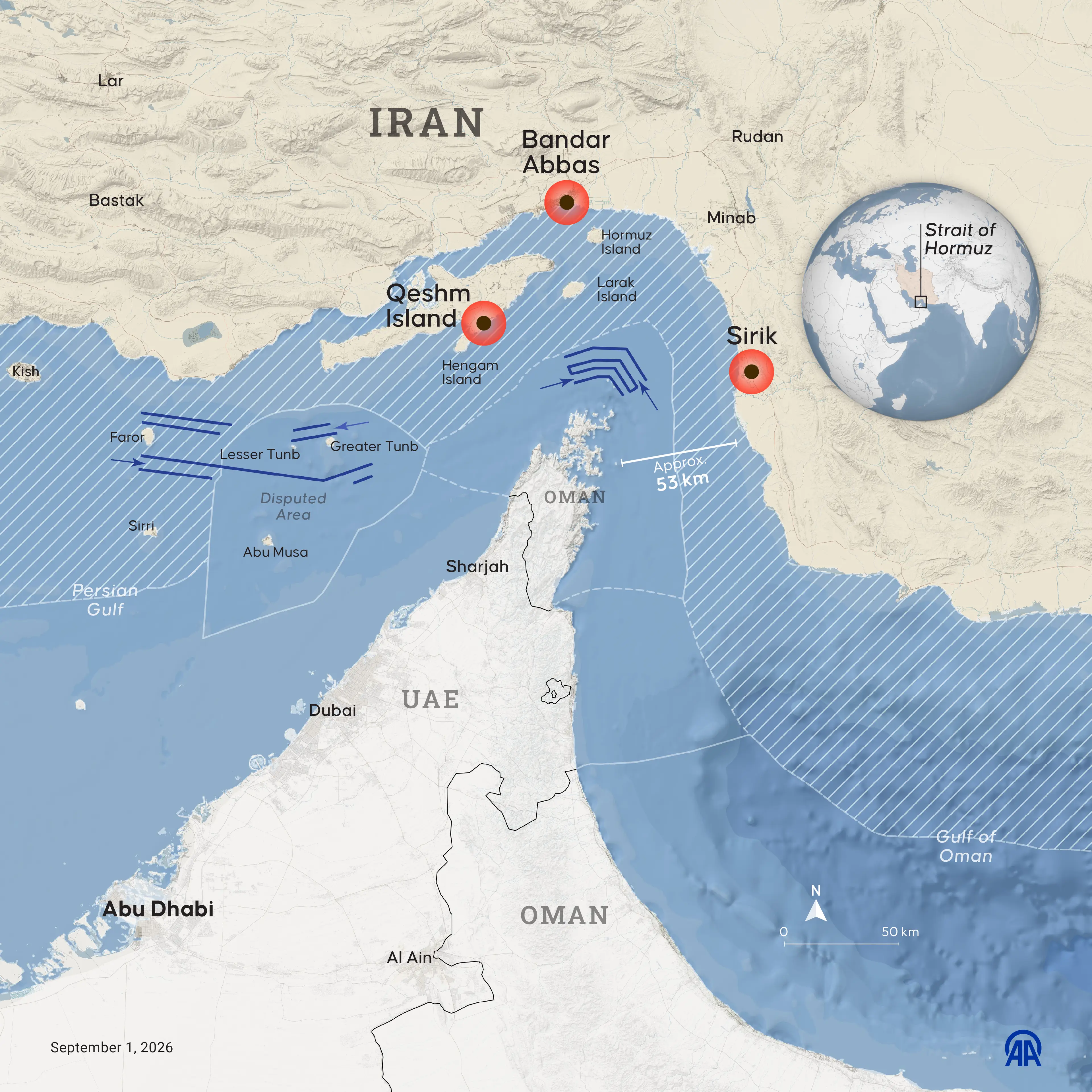 Explosions continue to rock the Strait of Hormuz (Getty)
