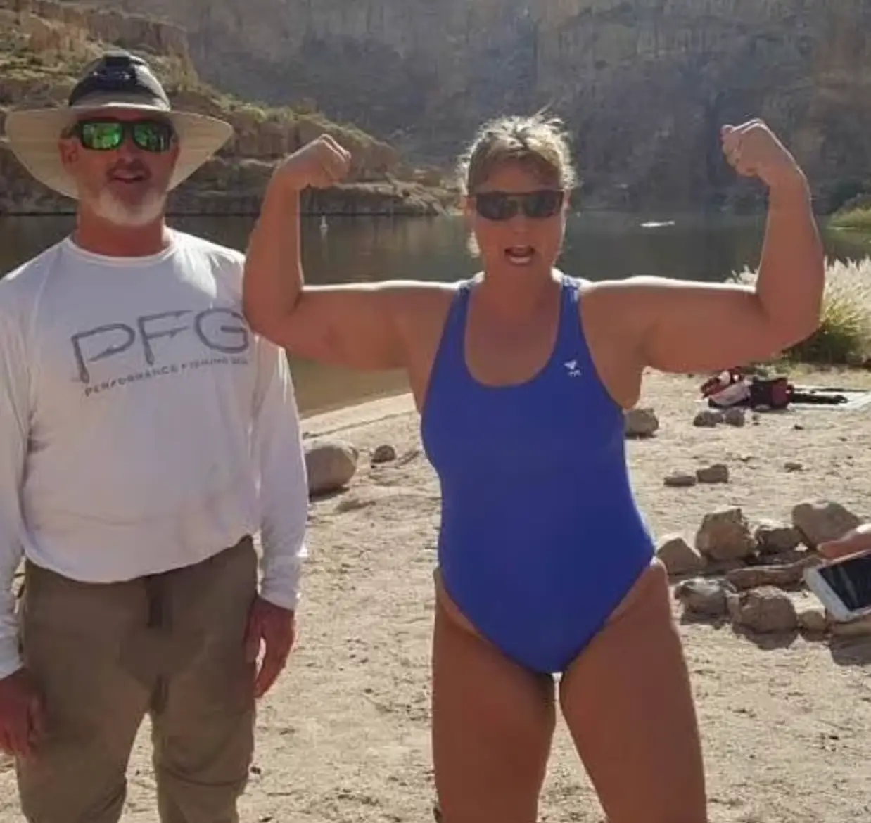 Grandmother Amy Appelhans Gubser set off on a gruelling 17 hour swim. (Facebook)