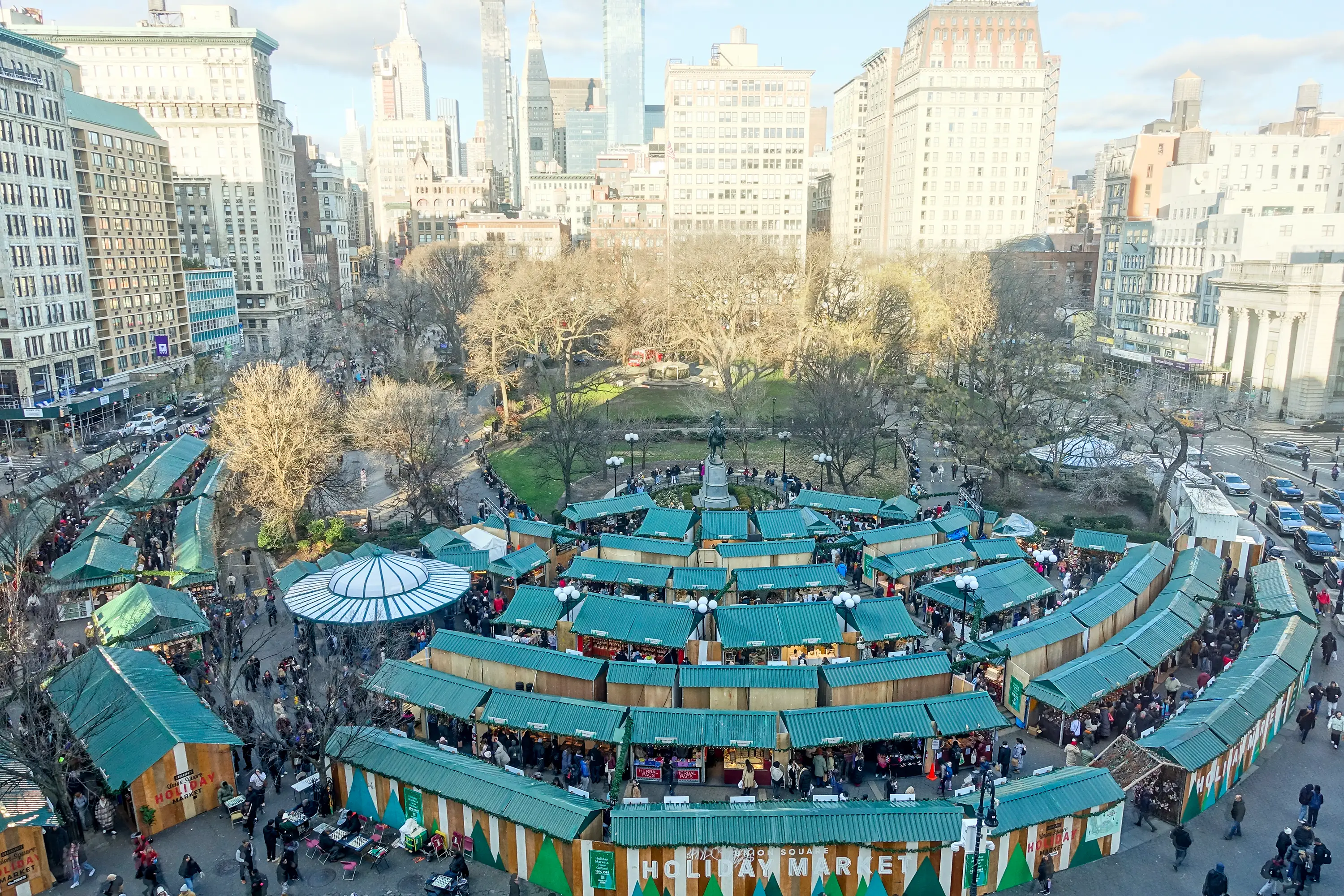 Could you be lucky enough to learn that your holiday is going to the New York Christmas Markets? (Liao Pan/China News Service/VCG via Getty Images)