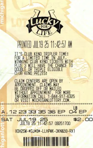 Kenneth's winning ticket (Michigan Lottery)