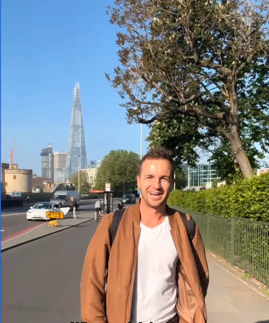 Kevin was over the moon to be in London, albeit for 24 hours. (Instagram/kevindroniak)