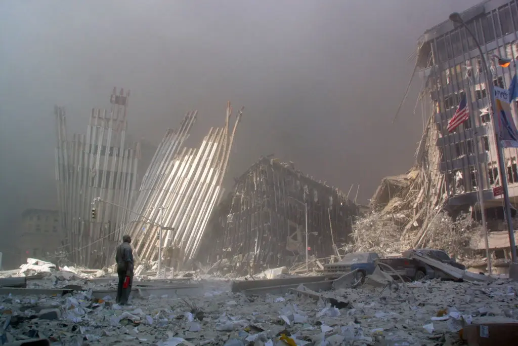 The aftermath of the attacks following the collapse of the towers (DOUG KANTER/AFP via Getty Images)