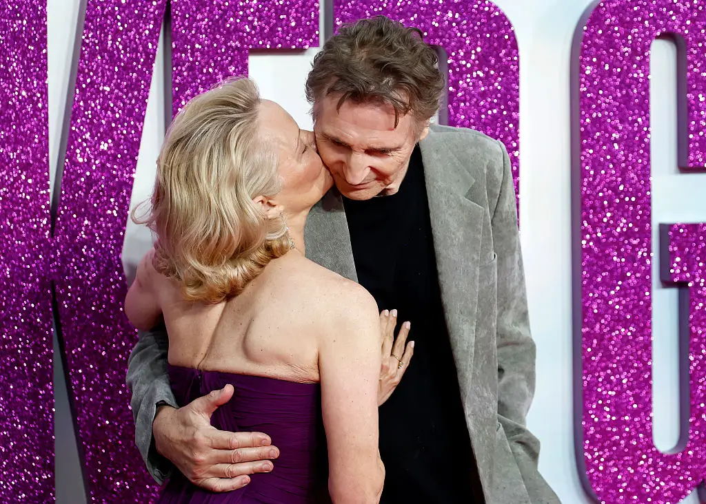 Liam Neeson and Pamela Anderson star in The Naked Gun, which has gone on to swirl romance rumours (John Phillips/Getty Images)