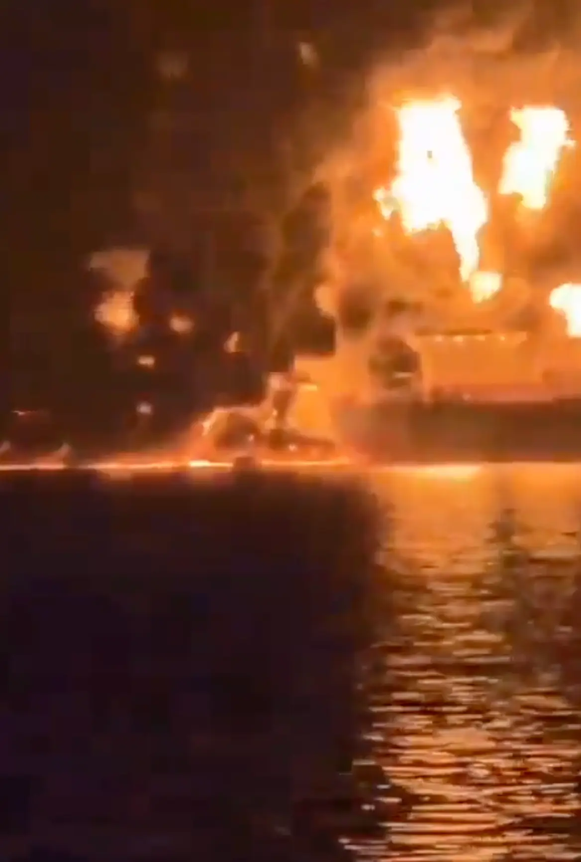 Footage shows a vessel ablaze in the Strait of Hormuz (X)