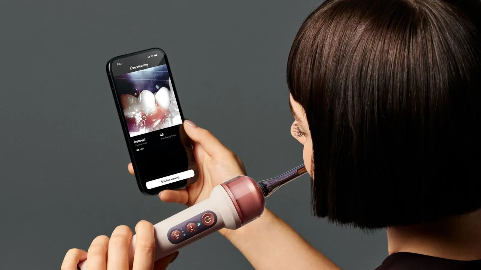 The toothbrush uses an in-built haptics alert when you're applying too much pressure (Dyson)