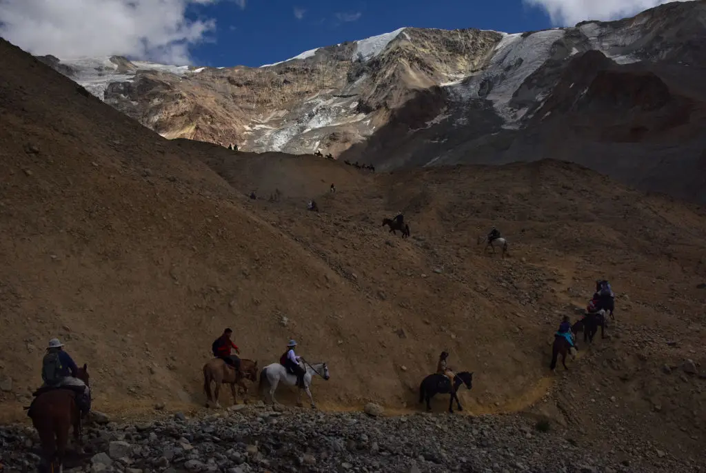 In 2023 some of the relatives of the survivors trekked up to the crash site (MARIANA SUAREZ/AFP via Getty Images)