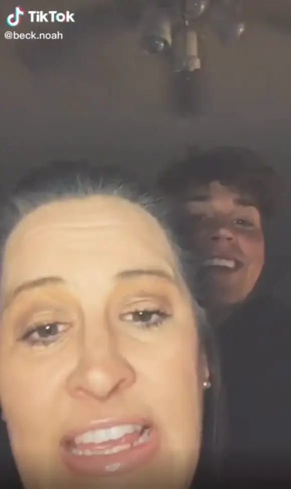 The resurfaced video appeared to show Noah and his mum miming an inappropriate sexual act (TikTok/@beck.noah)