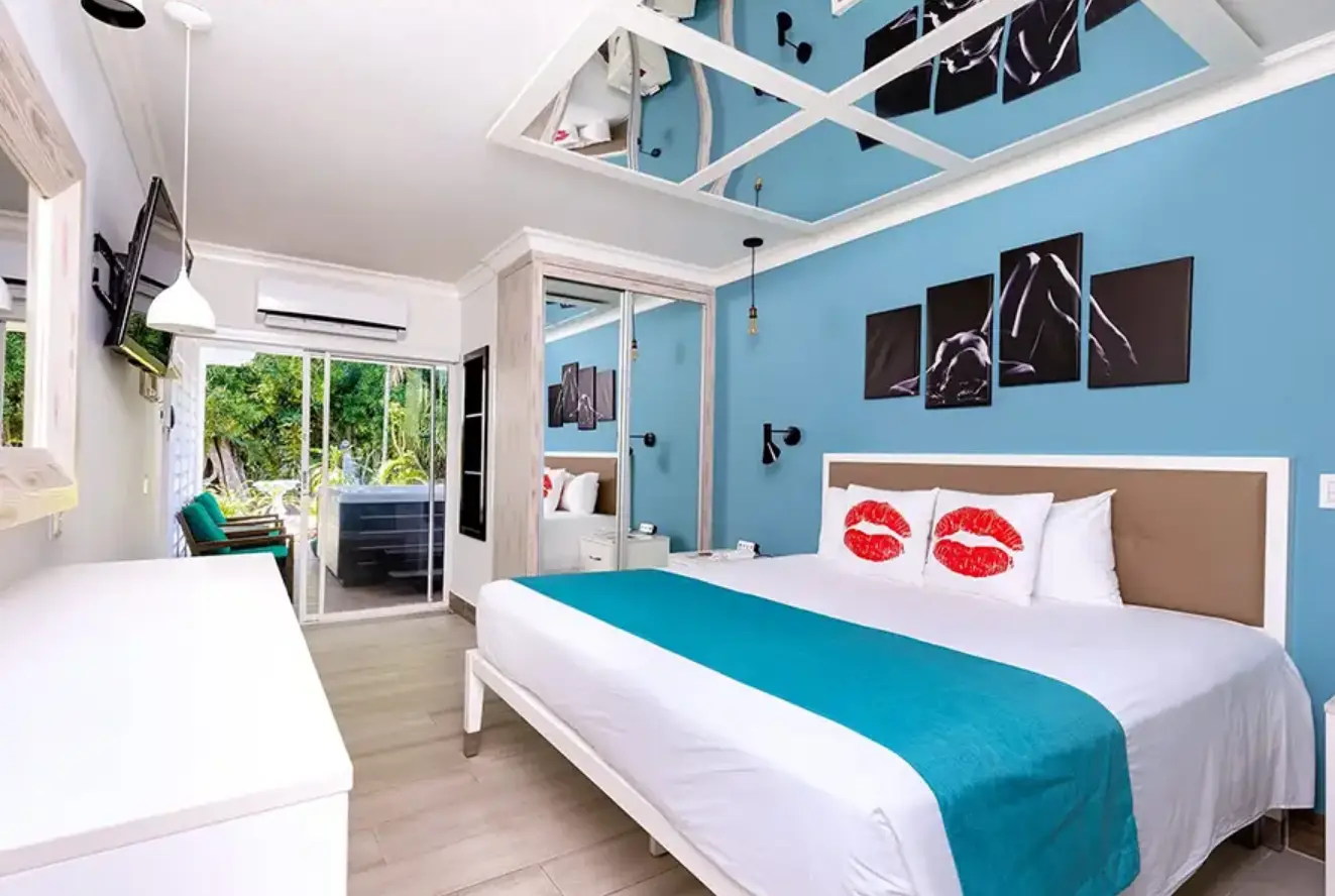 The artwork on the walls is no weirder than the stuff you find in most hotel rooms (Hedonism)