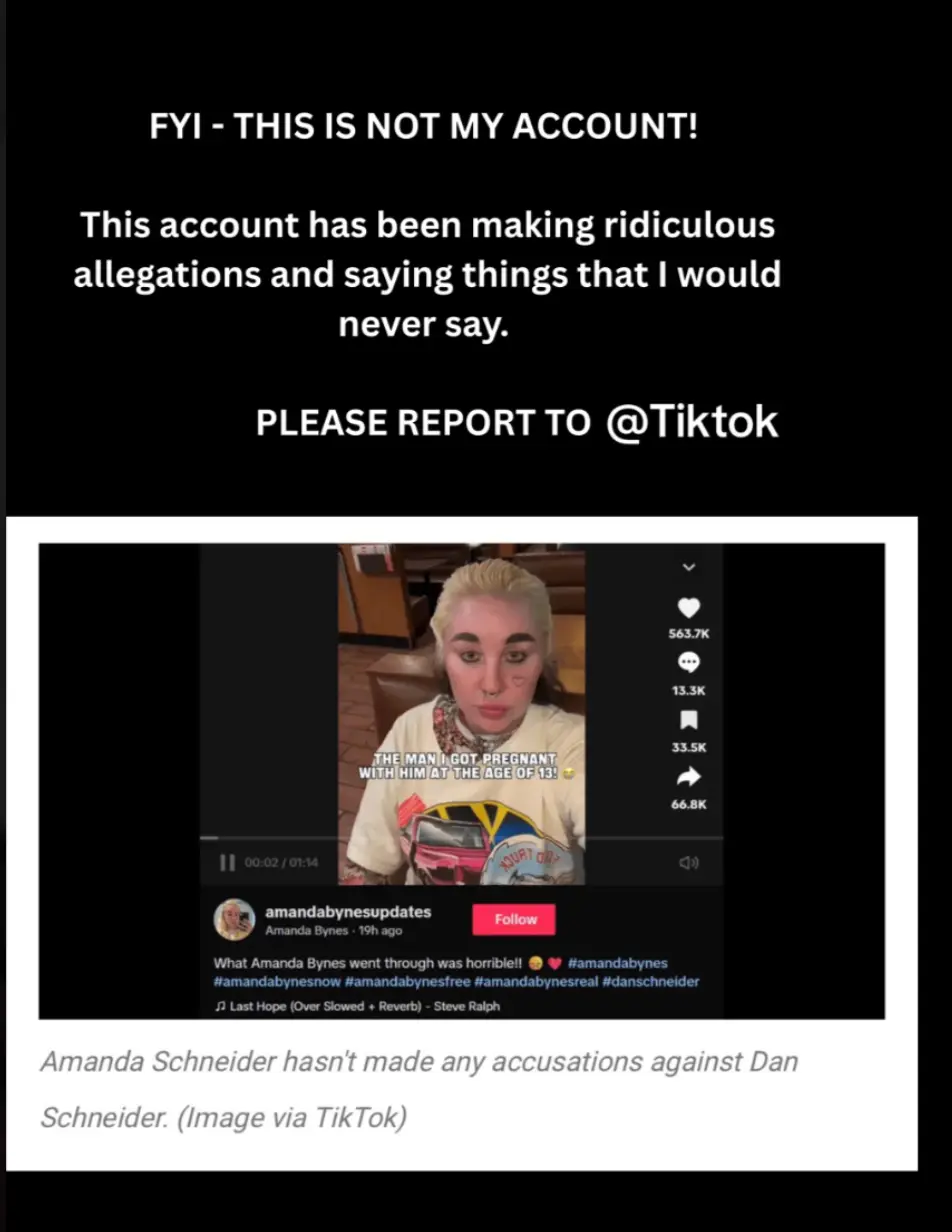 The former actor took to TikTok to shut down any rumours (Tiktok/Amanda Bynes)