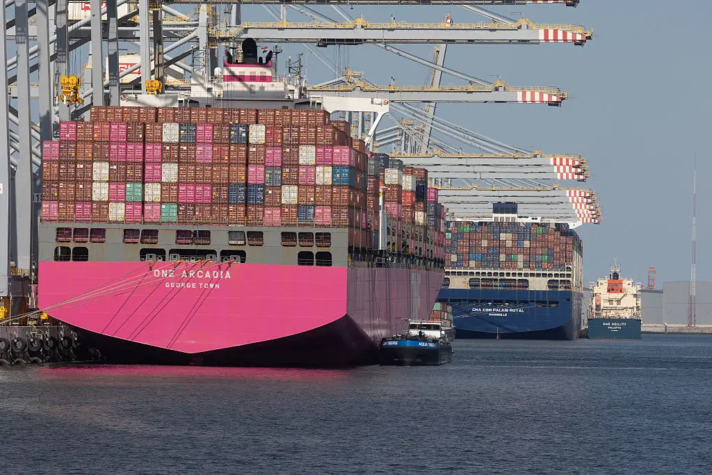 Freight ships at Rotterdam (Peter Boer/Bloomberg via Getty Images)