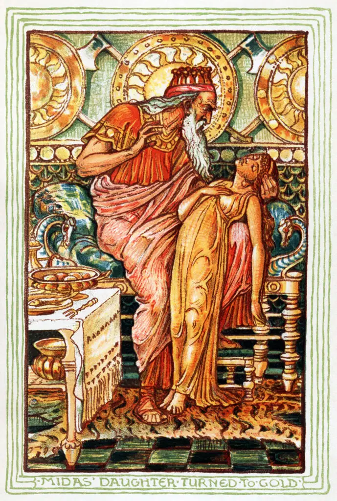 Mythological King Midas, accidentally turning his daughter to gold (History/Universal Images Group via Getty Images)