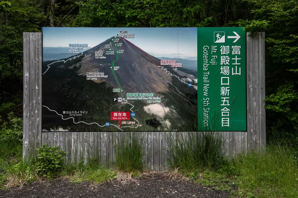 A map points out the stations on Mount Fuji (Carl Court/Getty Images)