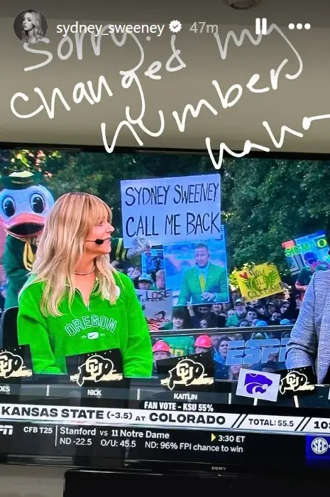 The actress, 27, hit back with a hilarious response on social media (Instagram/@sydney_sweeney)