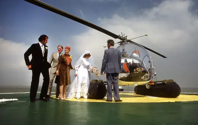 Prince Michael Bates' wedding day at Sealand in 1979.