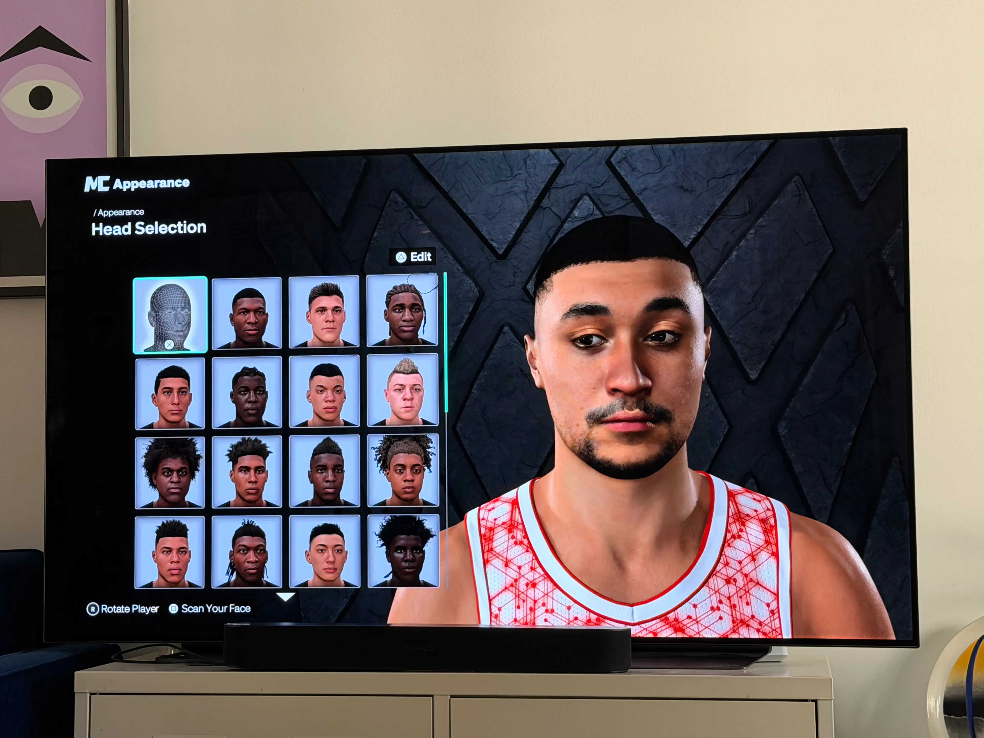 The face-scan tech is scarily accurate and not always flattering (Supplied: NBA 2K)