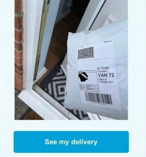 The proof of delivery the woman received.