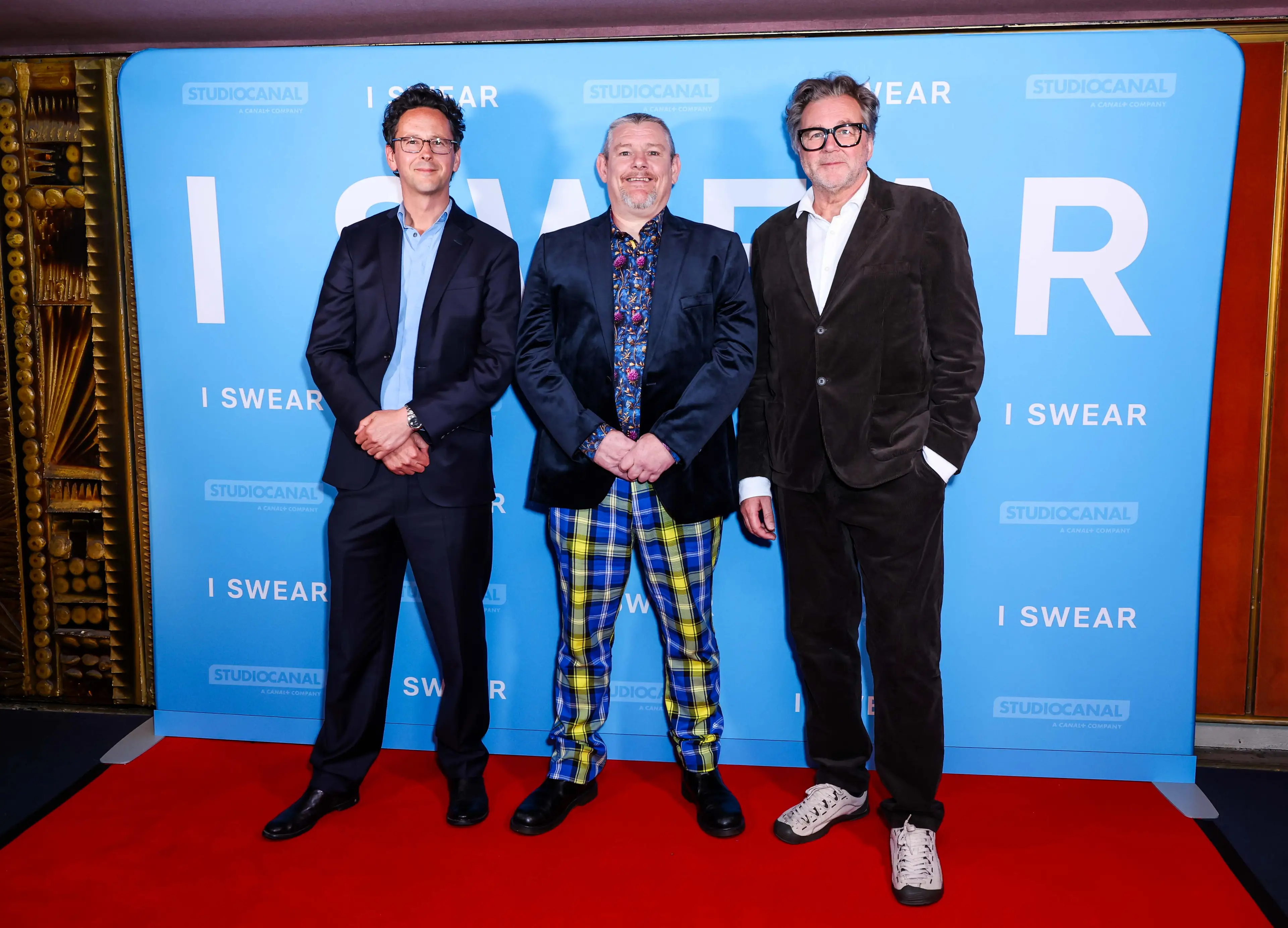 I Swear's director Kirk Jones (right) put his house on the line to get the film about Davidson (centre) made, producer Piers Tempest (left) said (Hoda Davaine/WireImage)