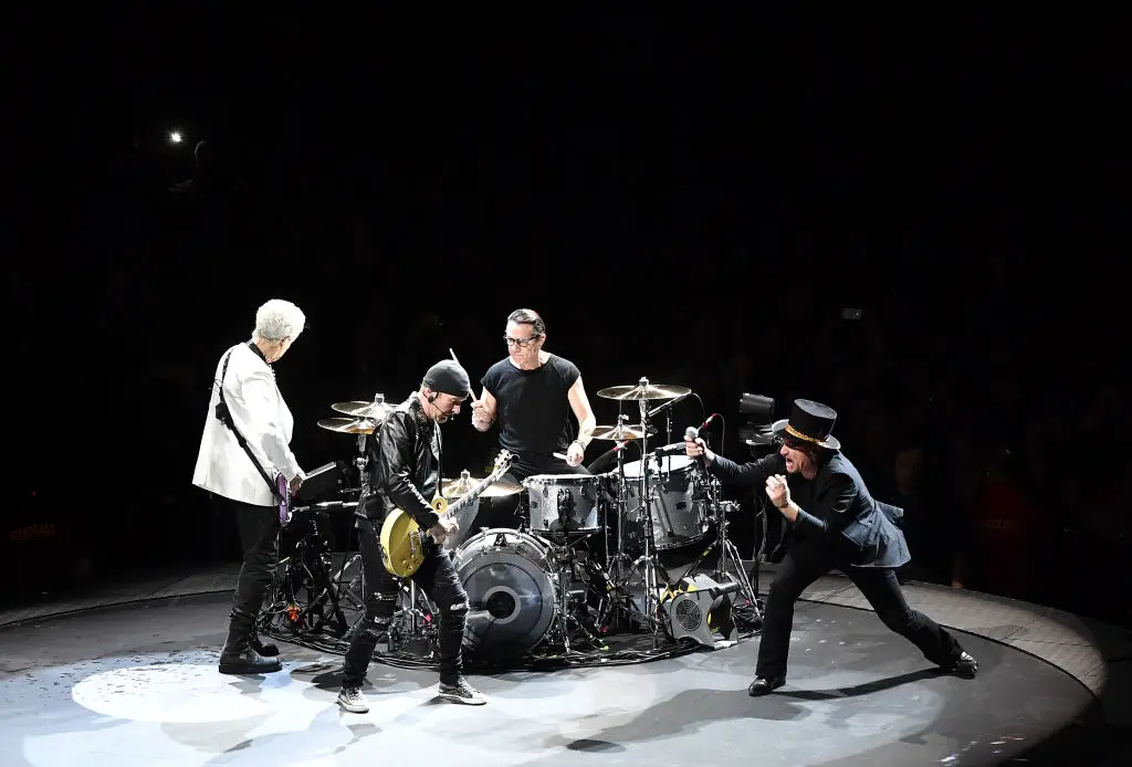 U2 perform during their Experience and Innocence tour at SSE Arena Belfast on October 27, 2018 in Belfast, Northern Ireland (Charles McQuillan/Getty Images)