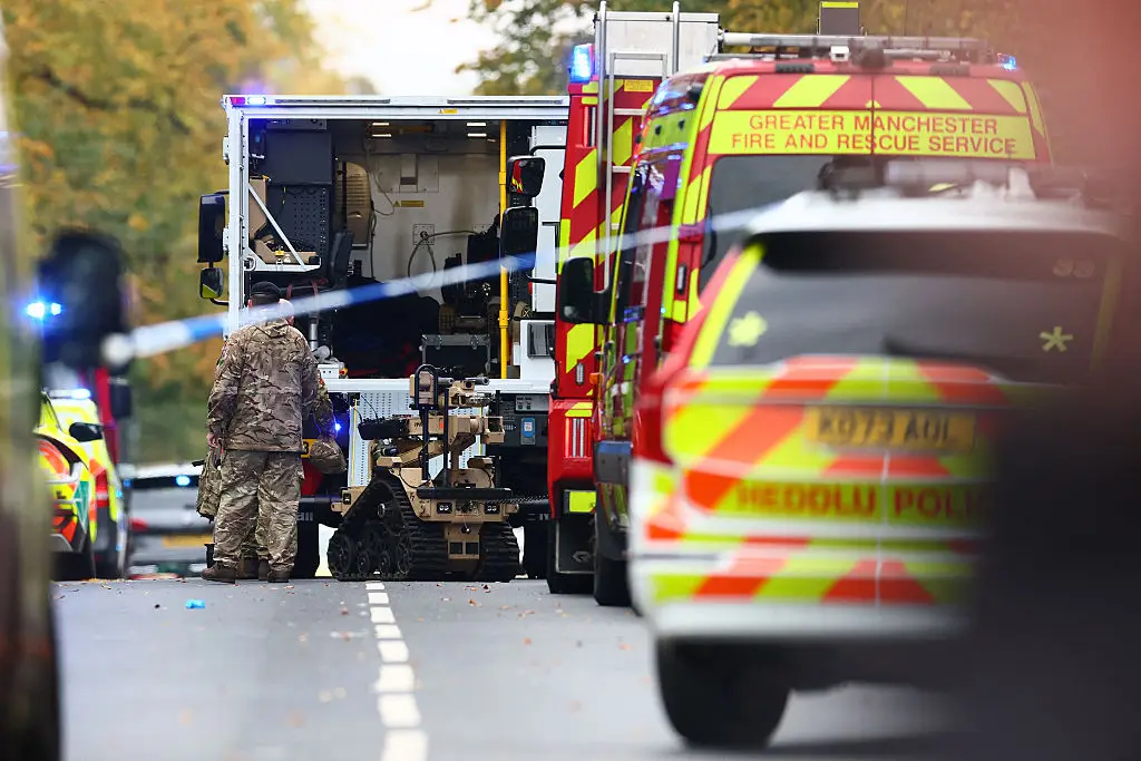 A bomb disposal robot was called to deal with a suspicious device, which saw the attacker shot dead by police (PAUL CURRIE/AFP via Getty Images)