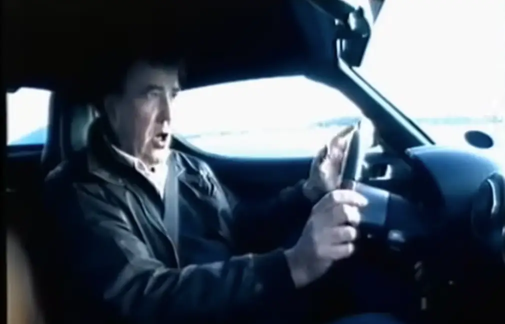 Clarkson behind the wheel of the Tesla Roadster back in 2008 (BBC)