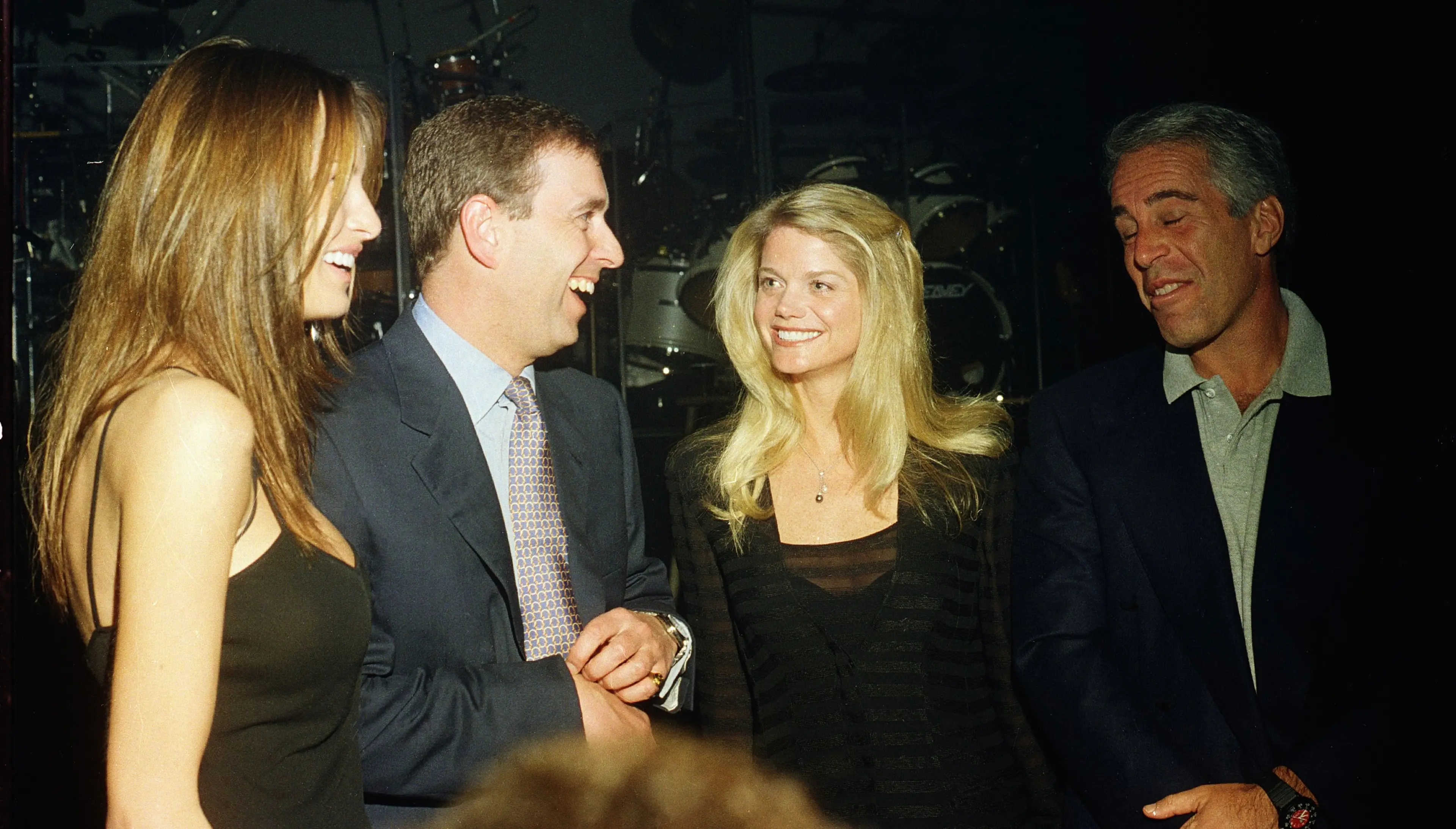 Melania Trump, Prince Andrew, Gwendolyn Beck and Jeffrey Epstein pictured at a Mar-a-Lago party in 2000 (Davidoff Studios/Getty Images)