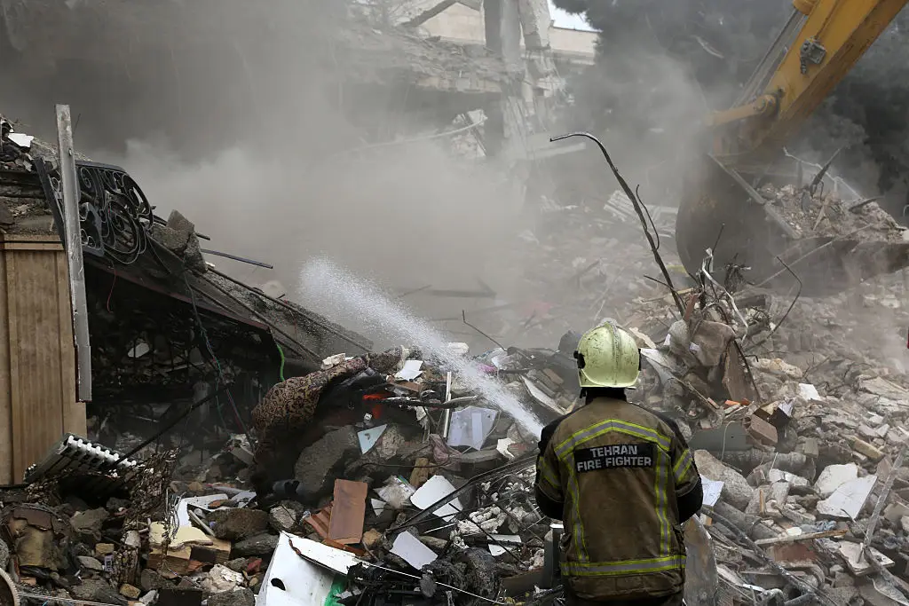 Damage in Tehran after US-Israeli strikes on Monday (Fatemeh Bahrami/Anadolu via Getty Images)