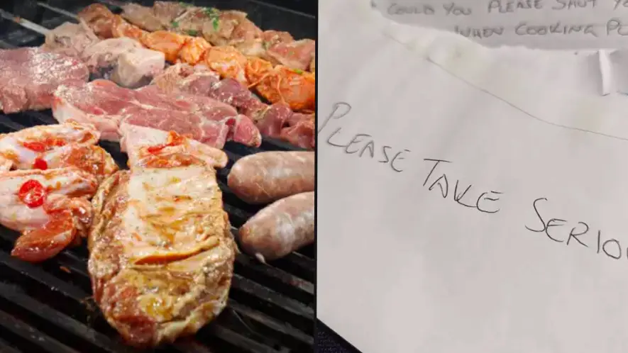 ‘Sick and upset’ vegan divides opinion with note for neighbour over cooking meat