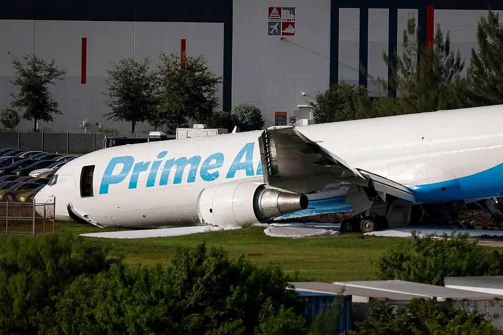 The cargo plane crashed after overrunning the runway (Eva Marie Uzcategui/Bloomberg via Getty Images)