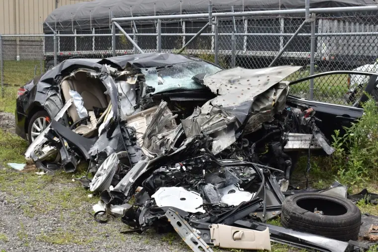 Mackenzie Shirilla's car after she drove it at 100mph into a wall (Cuyahoga County Prosecutor's Office)