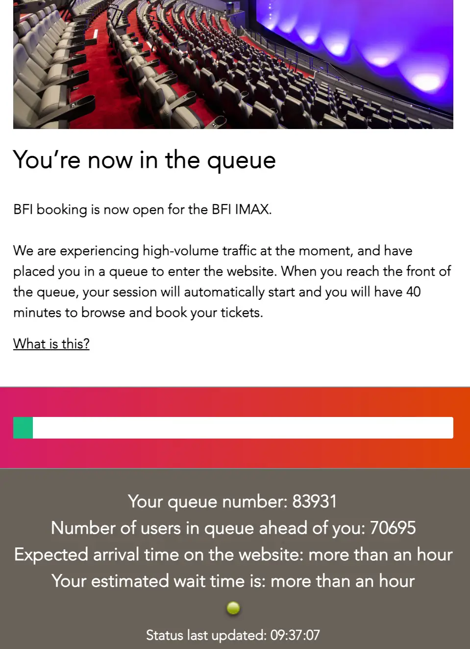 The queue for BFI IMAX Dune tickets was huge this morning (BFI IMAX)